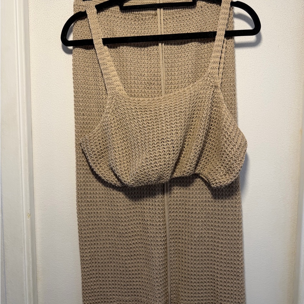 SHEIN Beige Knit Swim Coverup Dress